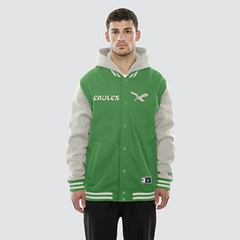 Men's New Era Kelly Green/Gray Philadelphia Eagles Full-Snap Fleece Hoodie Jacket