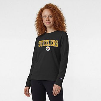 Women's Champion Black Pittsburgh Steelers Core Logo Long Sleeve T-Shirt