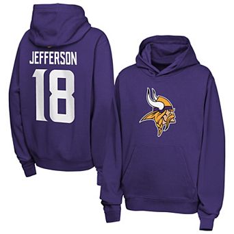 Youth Nike Justin Jefferson Purple Minnesota Vikings Name & Number Club Fleece Hoodie