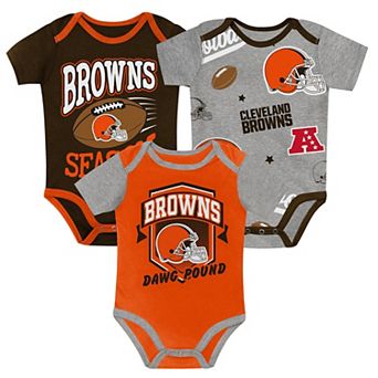 Newborn Outerstuff Cleveland Browns First Round Pick Three-Piece Bodysuit Set