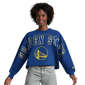 Women's Starter Royal Golden State Warriors Bleachers Cropped Sweatshirt