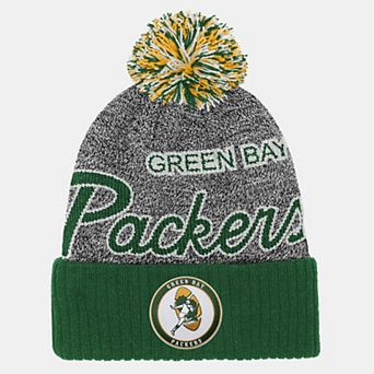 Youth Mitchell & Ness Green Green Bay Packers Cuffed Knit Hat with Puff