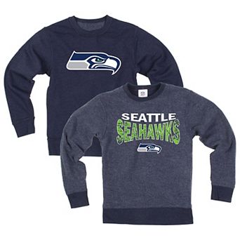 Youth Wes & Willy College Navy Seattle Seahawks Reversible Fleece Sweatshirt