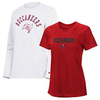 Women's Starter Red/Ash Tampa Bay Buccaneers Short Sleeve & Long Sleeve T-Shirt Combo Pack
