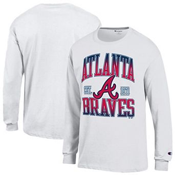 Men's Champion White Atlanta Braves Jersey Long Sleeve T-Shirt
