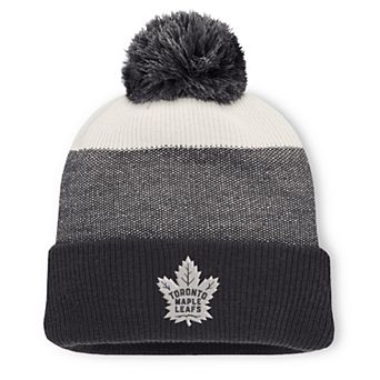 Men's Fanatics Black/Light Beige Toronto Maple Leafs Monochrome Cuffed Knit Hat with Pom