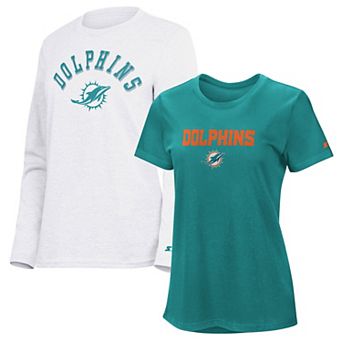 Women's Starter Aqua/Ash Miami Dolphins Short Sleeve & Long Sleeve T-Shirt Combo Pack