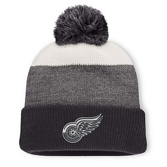 Men's Fanatics Charcoal/Gray Detroit Red Wings Monochrome Cuffed Knit Hat with Pom