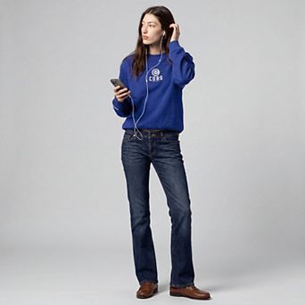 Women's Mitchell & Ness Royal Chicago Cubs Core Essentials Micro Logo Fleece Sweatshirt