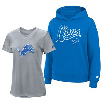 Women's Starter Silver/Blue Detroit Lions Hoodie & T-Shirt Combo Pack