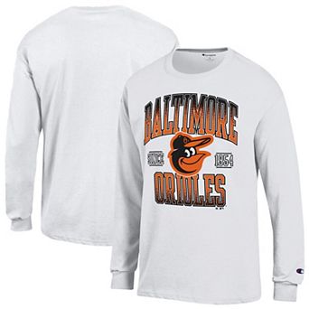 Men's Champion White Baltimore Orioles Jersey Long Sleeve T-Shirt