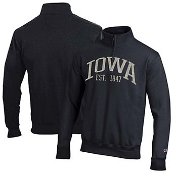 Men's Champion Black Iowa Hawkeyes Powerblend Quarter-Zip Pullover