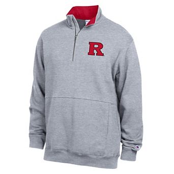 Men's Champion Heather Gray Rutgers Scarlet Knights Fleece Quarter-Zip Pullover