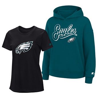 Women's Starter Black/Midnight Green Philadelphia Eagles Hoodie & T-Shirt Combo Pack