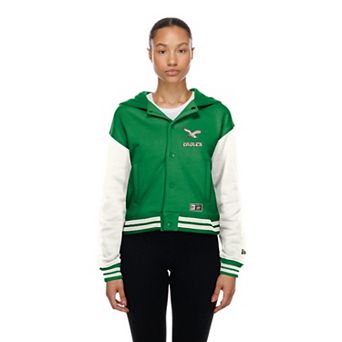 Women's New Era Philadelphia Eagles Kelly Green Throwback Full-Snap Hooded Jacket