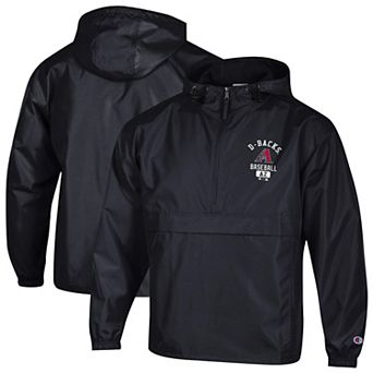 Men's Champion Black Arizona Diamondbacks Packable Windbreaker Half-Zip Jacket