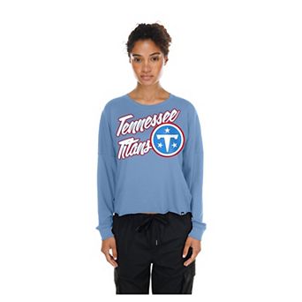 Women's New Era Light Blue Tennessee Titans Cropped Oversized Long Sleeve T-Shirt