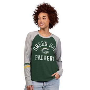 Women's Starter Green/Gray Green Bay Packers Waffle-Knit Raglan Long Sleeve T-Shirt