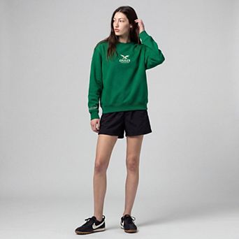 Women's Mitchell & Ness Kelly Green Philadelphia Eagles Core Essentials Micro Logo Fleece Sweatshirt