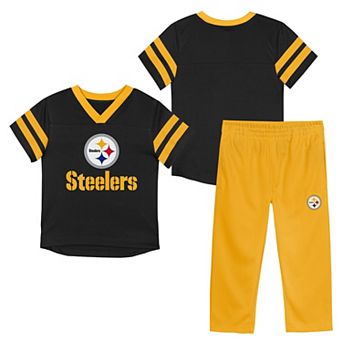 Toddler Outerstuff Black/Gold Pittsburgh Steelers Red Zone Jersey Top & Pants Set