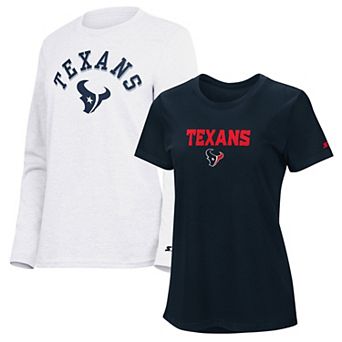 Women's Starter Navy/Ash Houston Texans Short Sleeve & Long Sleeve T-Shirt Combo Pack