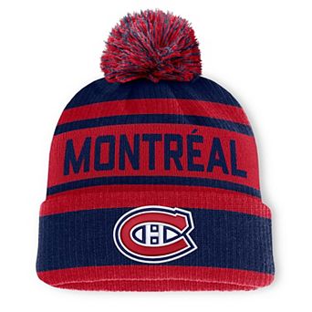 Men's Fanatics Navy/Red Montreal Canadiens Fundamental Cuffed Knit Hat with Pom