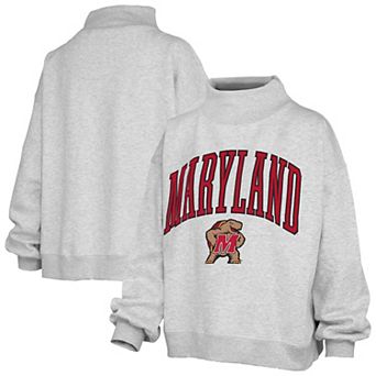 Women's Pressbox Gray Maryland Terrapins Nelson Texture Lingo Mock Neck Fleece Sweatshirt