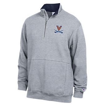 Men's Champion Heather Gray Virginia Cavaliers Fleece Quarter-Zip Pullover