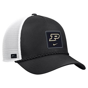 Men's Nike Black Purdue Boilermakers 2026 On-Field Rope Adjustable Trucker Hat