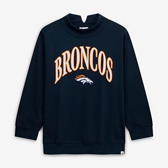 Women's '47 Navy Denver Broncos Plus Size Vantage Mock Neck Pullover