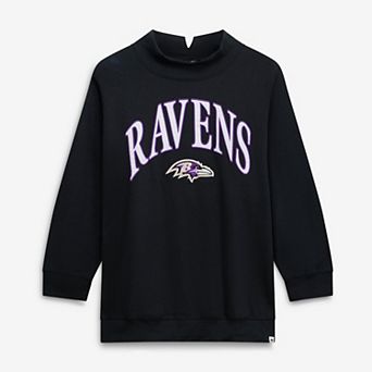 Women's '47 Black Baltimore Ravens Plus Size Vantage Mock Neck Pullover