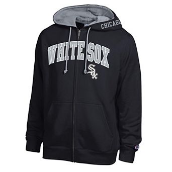 Men's Champion Black/Heather Gray Chicago White Sox Volume Fleece Full-Zip Hoodie
