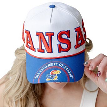 Women's Gameday Social White/Royal Kansas Jayhawks Five-Panel Rope Away Adjustable Hat
