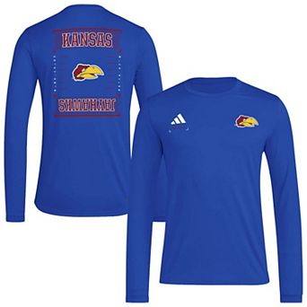 Men's adidas Royal Kansas Jayhawks Locker Football Icon AEROREADY Pre-Game Long Sleeve T-Shirt