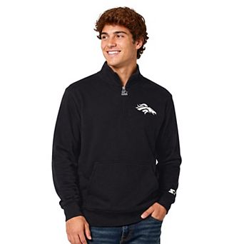 Men's Starter Black Denver Broncos Thursday Night Gridiron Batwing Quarter-Zip Sweatshirt