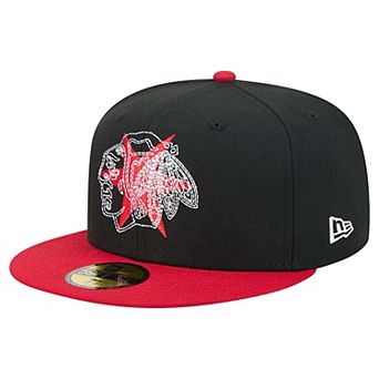 Men's New Era Black/Red Chicago Blackhawks City Icon Stitched Overlay 59FIFTY Fitted Hat