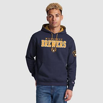 Men's Champion Navy Milwaukee Brewers Volume Fleece Hoodie