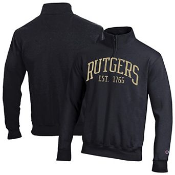 Men's Champion Black Rutgers Scarlet Knights Powerblend Quarter-Zip Pullover