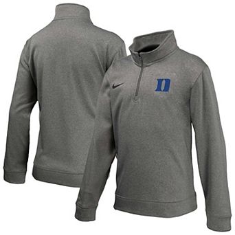 Youth Nike Gray Duke Blue Devils Therma-FIT Quarter-Zip Pullover