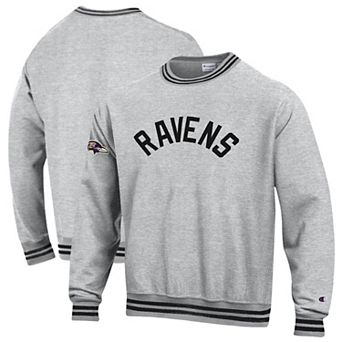 Men's Champion Heather Gray/Black Baltimore Ravens Reverse Weave Yarn Dye Sweatshirt