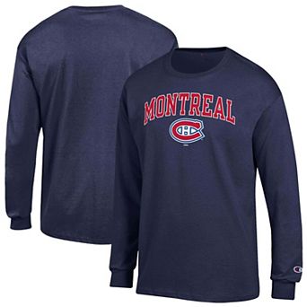 Men's Champion Navy Montreal Canadiens Jersey Long-Sleeve T-Shirt