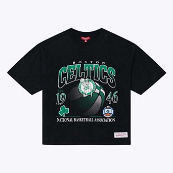 Women's Mitchell & Ness Black Boston Celtics Street Graphic Boxy Crop T-Shirt