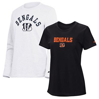 Women's Starter Black/Ash Cincinnati Bengals Short Sleeve & Long Sleeve T-Shirt Combo Pack