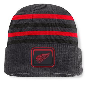 Men's Fanatics Black Detroit Red Wings Knurly Stripe Cuffed Knit Hat