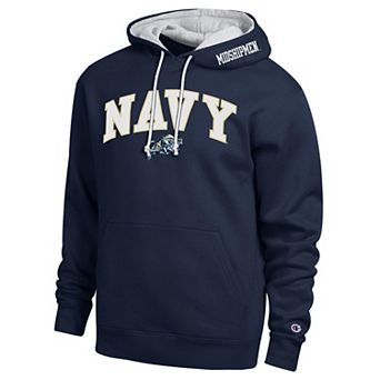Men's Champion Navy Navy Midshipmen Arch Tackle Twill Hoodie