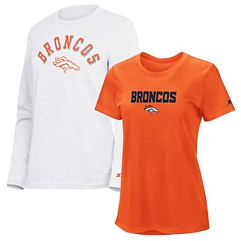 Women's Starter Orange/Ash Denver Broncos Short Sleeve & Long Sleeve T-Shirt Combo Pack
