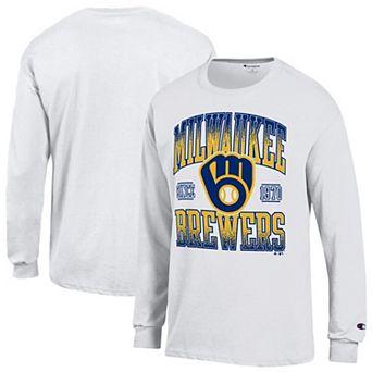 Men's Champion White Milwaukee Brewers Jersey Long Sleeve T-Shirt