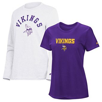 Women's Starter Purple/Ash Minnesota Vikings Short Sleeve & Long Sleeve T-Shirt Combo Pack
