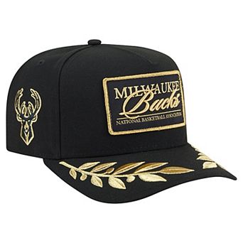 Men's New Era Black Milwaukee Bucks Golden 9FIFTY Snapback Hat