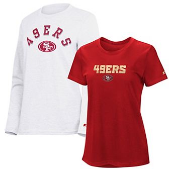 Women's Starter Scarlet/Ash San Francisco 49ers Short Sleeve & Long Sleeve T-Shirt Combo Pack